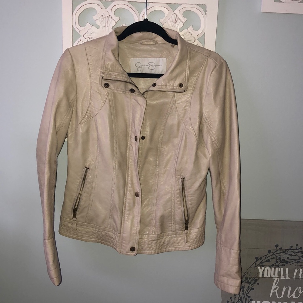 •JS Beige/Cream Leather Jacket•